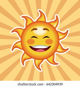 character sun happy with striped background