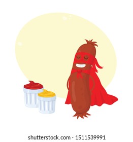 
character superhero sausage vector illustration
