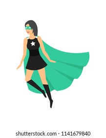 Character Superheroine Concept Element Flat Design Style. Vector illustration of Icon Comic Girl Fair