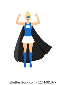 Character Superheroine Concept Element Flat Design Style. Vector illustration of Icon Comic Girl Protectress