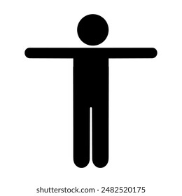 The character symbol of a person is stretching out his arms 
