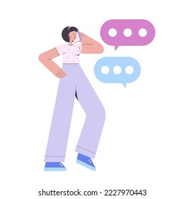 Character talking on the phone. Communication concept. Vector illustration in a flat style