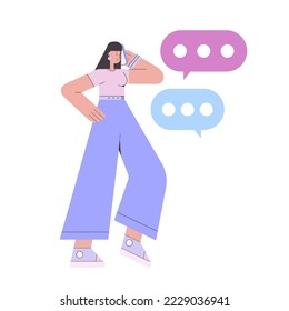 Character talking on the phone. Communication concept. Vector illustration in a flat style