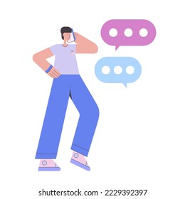 Character talking on the phone. Communication concept. Vector illustration in a flat style