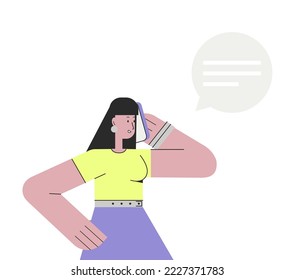 Character talking on the phone. Vector illustration in a flat style