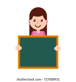 character teacher holding board class element