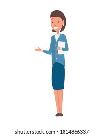 Character teacher profession. Woman worker occupation in the uniform. Isolated vector illustration in cartoon style