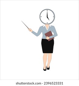 the character of a teacher who always arrives on time when he wants to teach in the form of a vector illustration