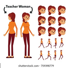 Character is a teacher woman. The character is ready for animation. Walk Animation.