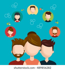 character teamwork social network concept design