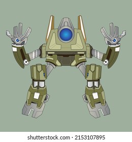 Roboter-Zeichentechniker-Cyborg im Hintergrund, Perfekt für Maskottchen, T-Shirt-Design, Sticker, Poster, Merchandise und E-Sport-Logo und