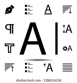 character, text icon. Simple glyph, flat vector of Text editor set icons for UI and UX, website or mobile application