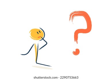 the character thinks, asks a question, does not know the answer, makes a choice. question mark, children's education