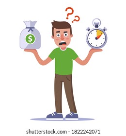 el personaje piensa cómo ganar dinero rápidamente. ilustración vectorial plana aislada en fondo blanco.