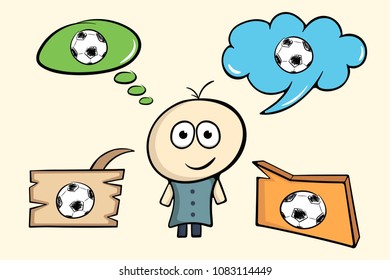The character thinks of soccer