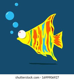 the character of this is made through the reference of tringular fish which is simplified and stripped down to make it more interesting especially for children. fish motifs are also made in colorful c
