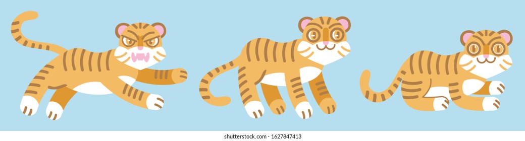 Character Tiger Emotion Sticker Cartoon