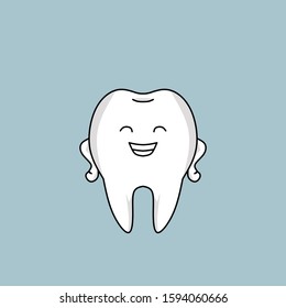 Character tooth vector, cute cartoon tooth design. simple design concept.