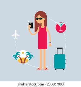 Character - tourist, travel concept. Vector illustration, flat style 