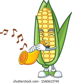 Character with trumpet in the cartoon a corn