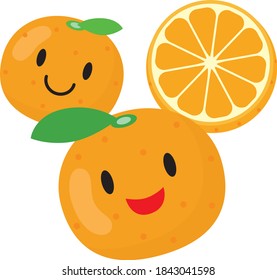 Character of two cute mandarin oranges