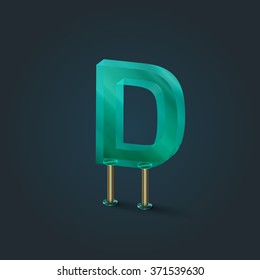 Character from a typeset made by glass, vector