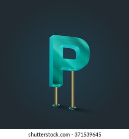 Character from a typeset made by glass, vector