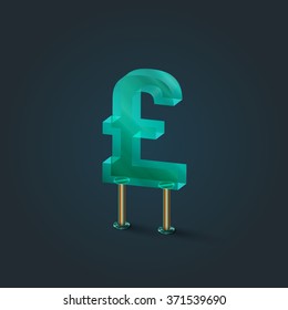 Character from a typeset made by glass, vector