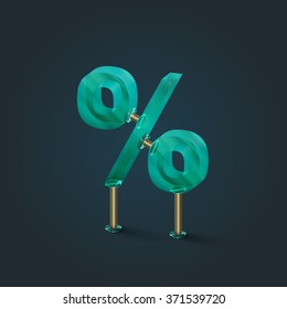 Character from a typeset made by glass, vector