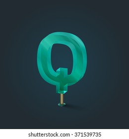 Character from a typeset made by glass, vector