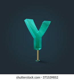 Character from a typeset made by glass, vector