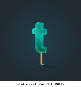 Character from a typeset made by glass, vector