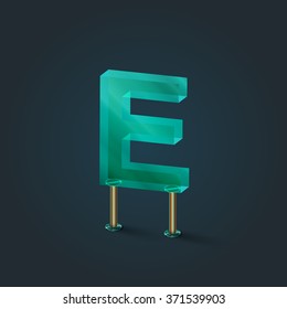 Character from a typeset made by glass, vector