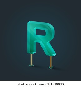 Character from a typeset made by glass, vector