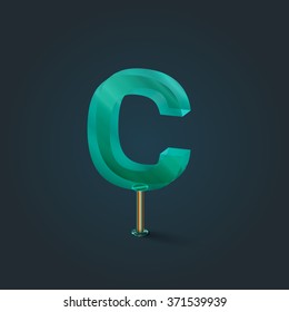 Character from a typeset made by glass, vector
