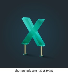 Character from a typeset made by glass, vector