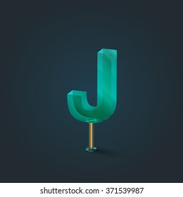 Character from a typeset made by glass, vector