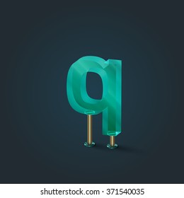 Character from a typeset made by glass, vector