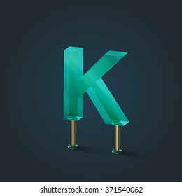 Character from a typeset made by glass, vector