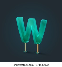 Character from a typeset made by glass, vector
