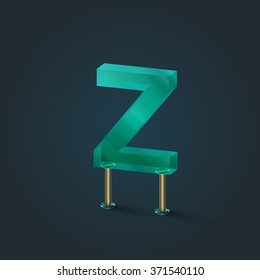 Character from a typeset made by glass, vector