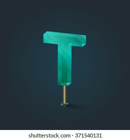 Character from a typeset made by glass, vector