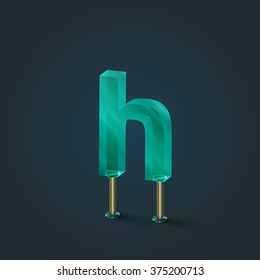 Character from a typeset made by glass, vector