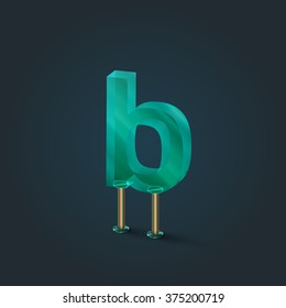Character from a typeset made by glass, vector