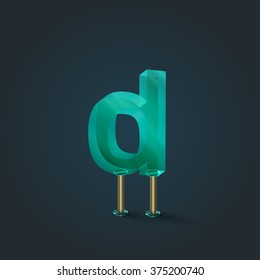 Character from a typeset made by glass, vector