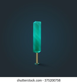 Character from a typeset made by glass, vector