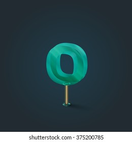 Character from a typeset made by glass, vector
