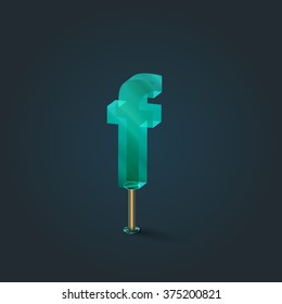 Character from a typeset made by glass, vector