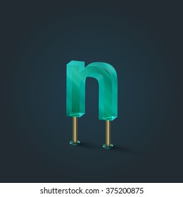 Character from a typeset made by glass, vector