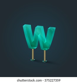 Character from a typeset made by glass, vector